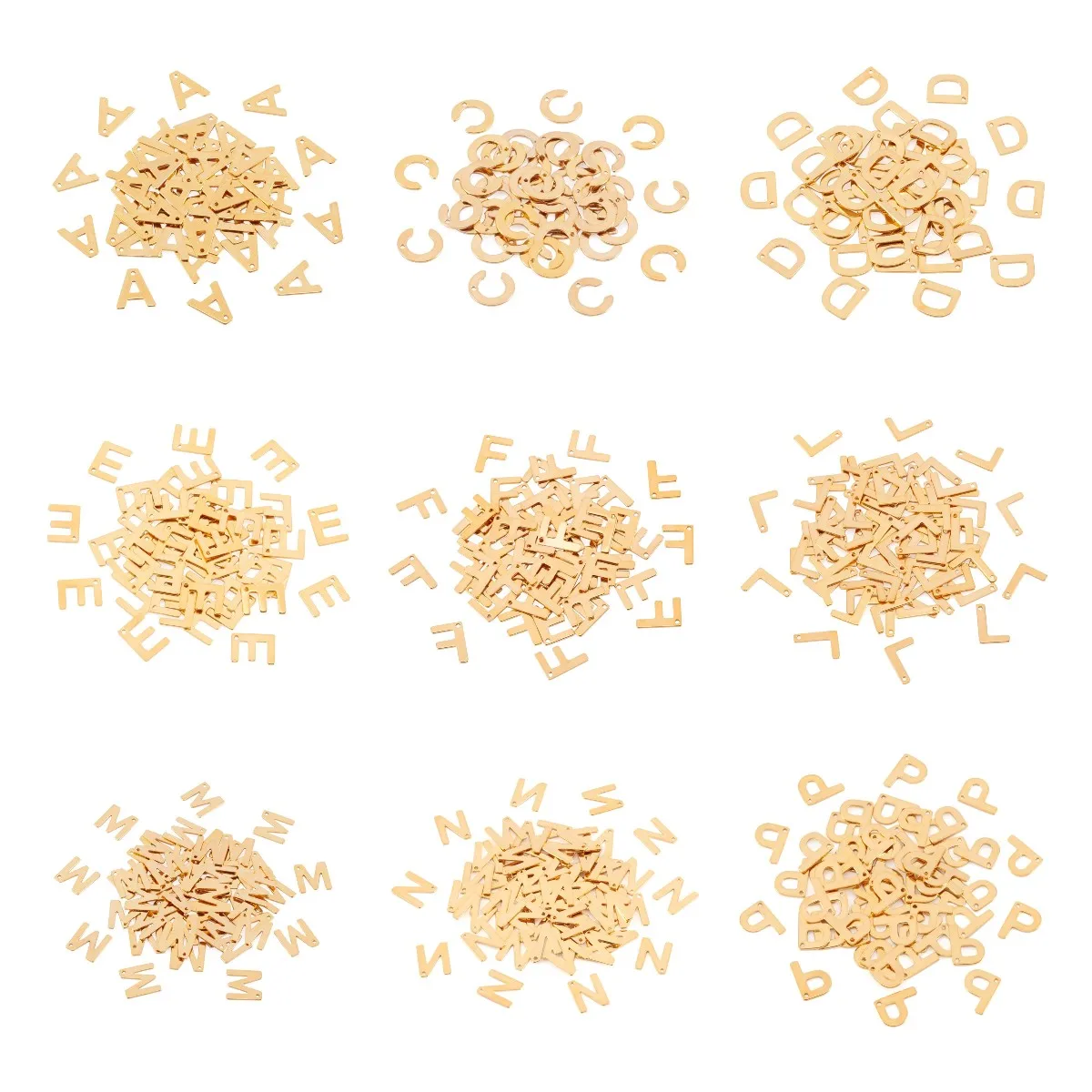 100pcs Gold Color Initial Charms Stainless Steel Alphabet Charms Pendants for Women Men Necklace Earring DIY jewelry Accessories
100pcs Gold Color Initial Charms Stainless Steel Alphabet Charms Pendants for Women Men Necklace Earring DIY jewelry Accessories