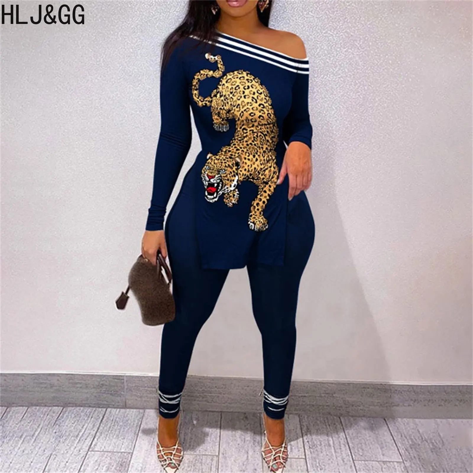 HLJ&GG Fashion Printing Streetwear Women One Shoulder Side Slit Top And Skinny Pants Two Piece Sets Casual Matching 2pcs Outfits
HLJ&GG Fashion Printing Streetwear Women One Shoulder Side Slit Top And Skinny Pants Two Piece Sets Casual Matching 2pcs Outfits