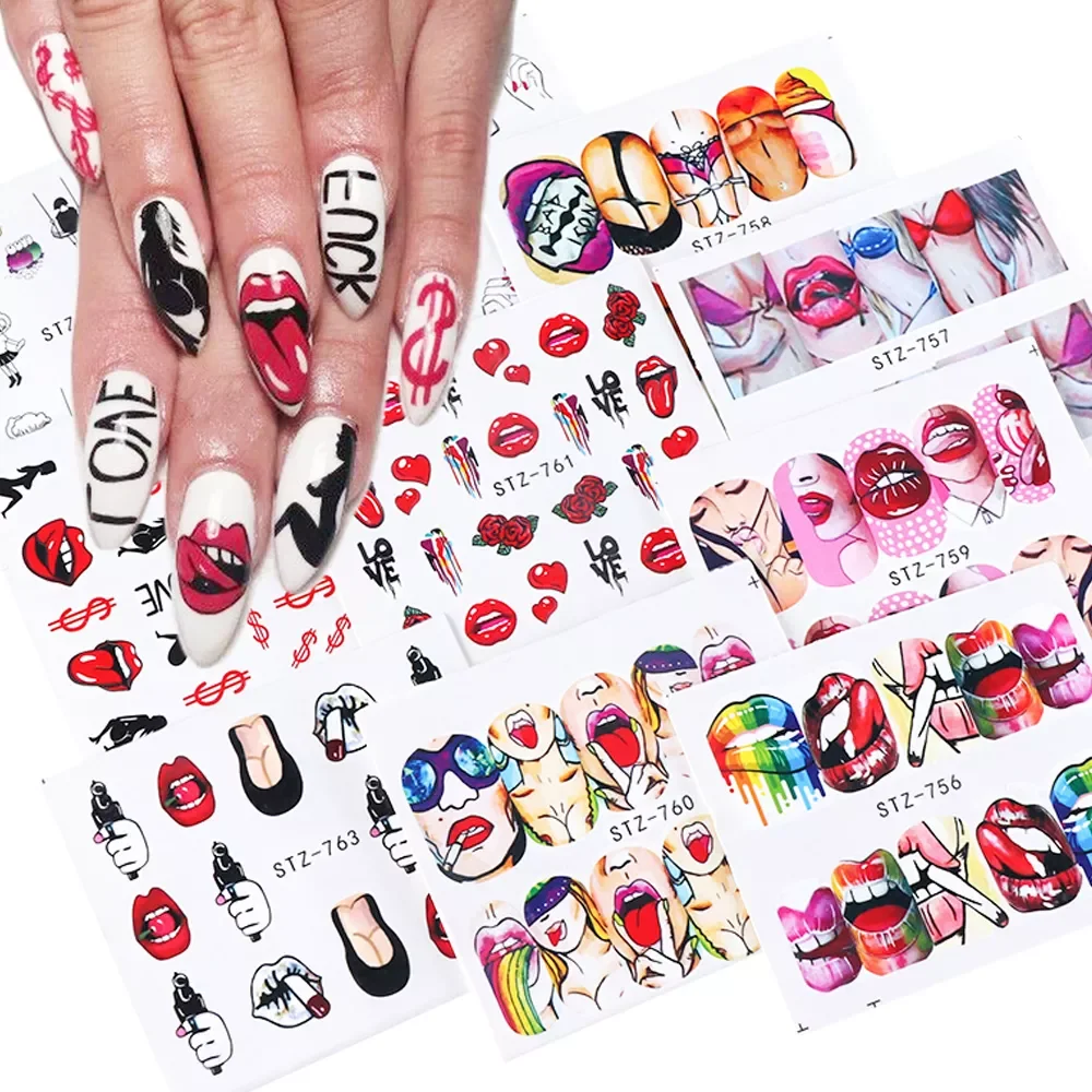 9pcs Sexy Girl Lips Slider Water Decals Nail Sticker Water Transfer Tattoo Wraps Adhesive Tip Manicure Decoration JISTZ756-765
9pcs Sexy Girl Lips Slider Water Decals Nail Sticker Water Transfer Tattoo Wraps Adhesive Tip Manicure Decoration JISTZ756-765