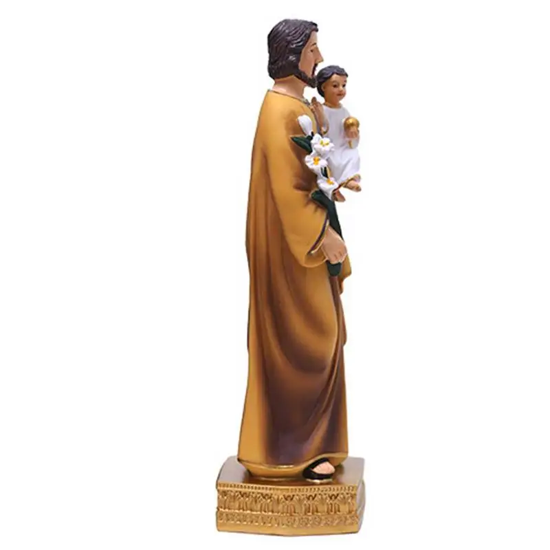 

Статуя Святого Иосифа с ребенком и Иисусом католическая, ремесла из смолы, Статуя Бога Иисуса ручной работы, религиозный подарок, настольные украшения для дома