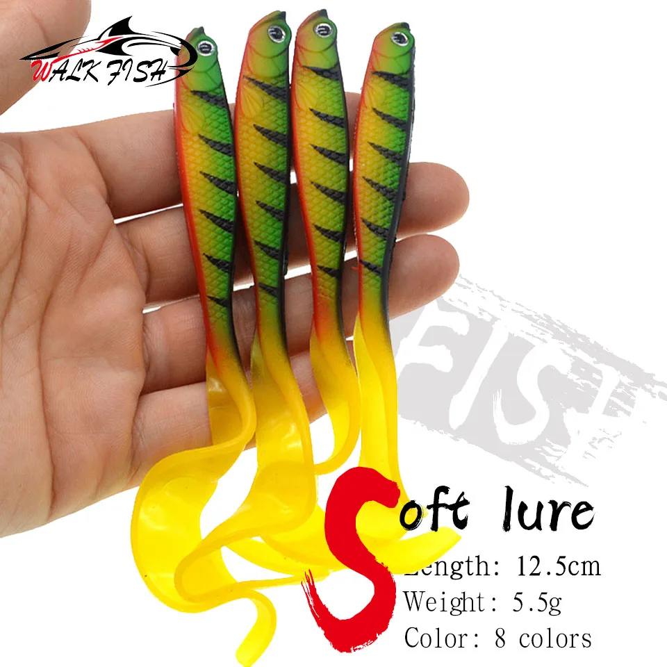 WALK FISH 4PCS Jigging Wobblers Fishing Lure 12.5cm 5.5g shad T-tail soft bait Aritificial Silicone Lures Bass Pike Fishing
WALK FISH 4PCS Jigging Wobblers Fishing Lure 12.5cm 5.5g shad T-tail soft bait Aritificial Silicone Lures Bass Pike Fishing