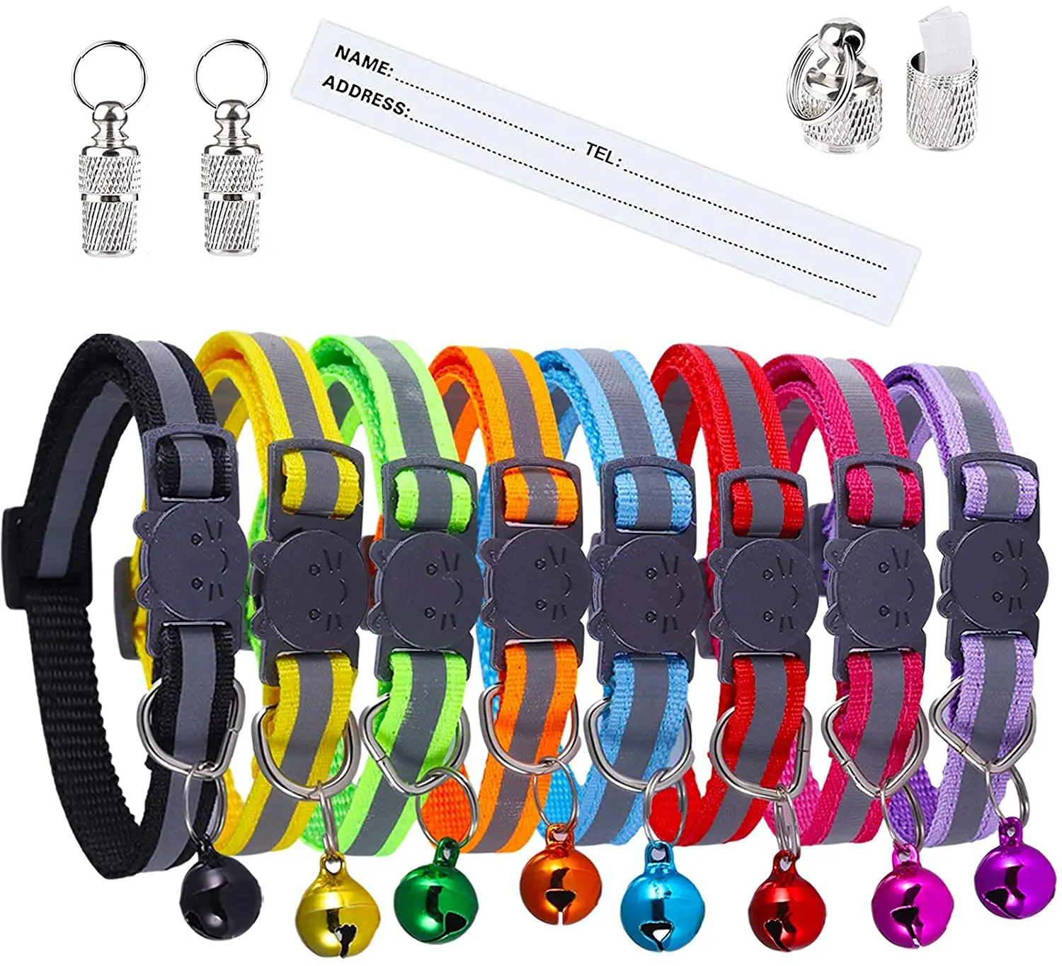 Cat Collar with Reflective Cat Collar and Bell, Safety Buckle, Adjustable Kitten Collar, Personalized Pet Accessories 
Cat Collar with Reflective Cat Collar and Bell, Safety Buckle, Adjustable Kitten Collar, Personalized Pet Accessories