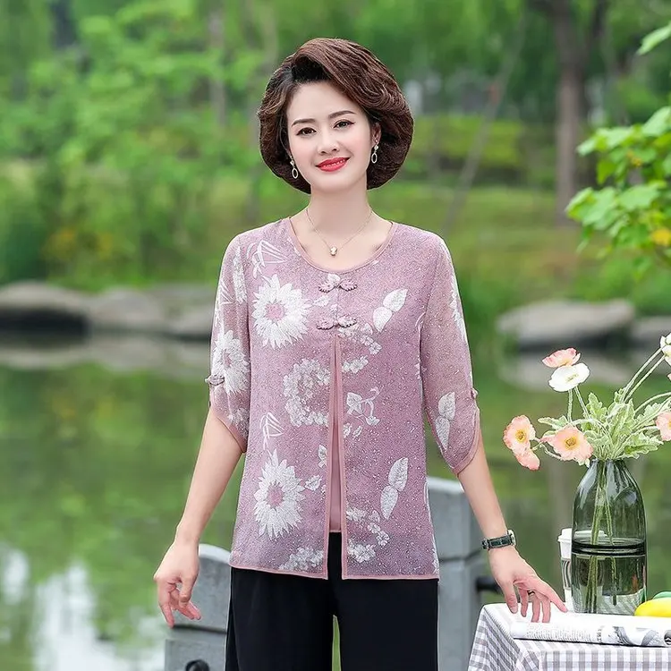 2022 Fake Two Pieces T-shirts Women Half Sleeves Tops Summer O-neck Pullovers Tee Clothes Large Size Middle Age Mother T Shirt
2022 Fake Two Pieces T-shirts Women Half Sleeves Tops Summer O-neck Pullovers Tee Clothes Large Size Middle Age Mother T Shirt