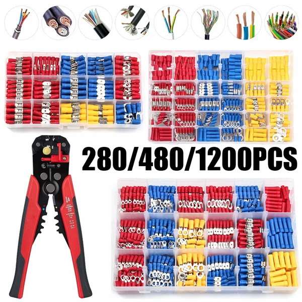 280/480/1200PCS Assorted Wire Crimp Terminals Electrical Wire Connectors Kit Or 1PC Crimper
280/480/1200PCS Assorted Wire Crimp Terminals Electrical Wire Connectors Kit Or 1PC Crimper