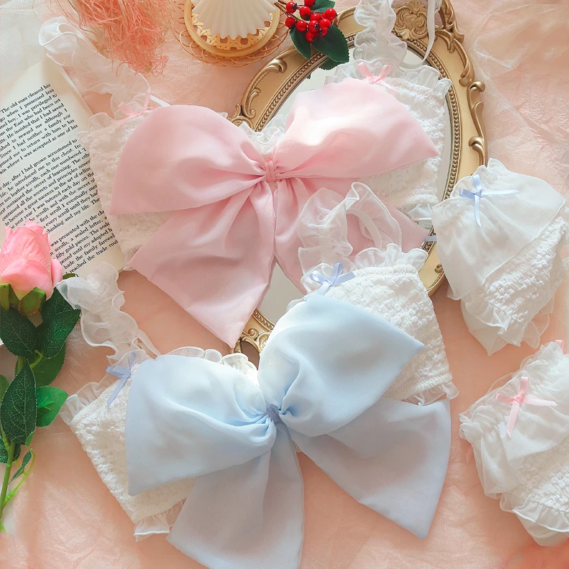 Sweet Lolita French Fairy Bra & Brief Sets Cute Maid Lace Ruffles Underwear Set Summer Women's Sexy Lovely Sleep Intimates Set
Sweet Lolita French Fairy Bra & Brief Sets Cute Maid Lace Ruffles Underwear Set Summer Women's Sexy Lovely Sleep Intimates Set