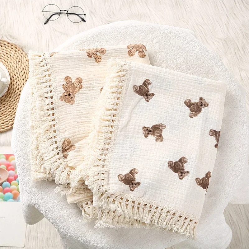 Cute Bear Muslin Squares Cotton Baby Blanket for Newborn Plaid Infant Swaddle Blanket Babies Accessories Bed Summer Comforter
Cute Bear Muslin Squares Cotton Baby Blanket for Newborn Plaid Infant Swaddle Blanket Babies Accessories Bed Summer Comforter