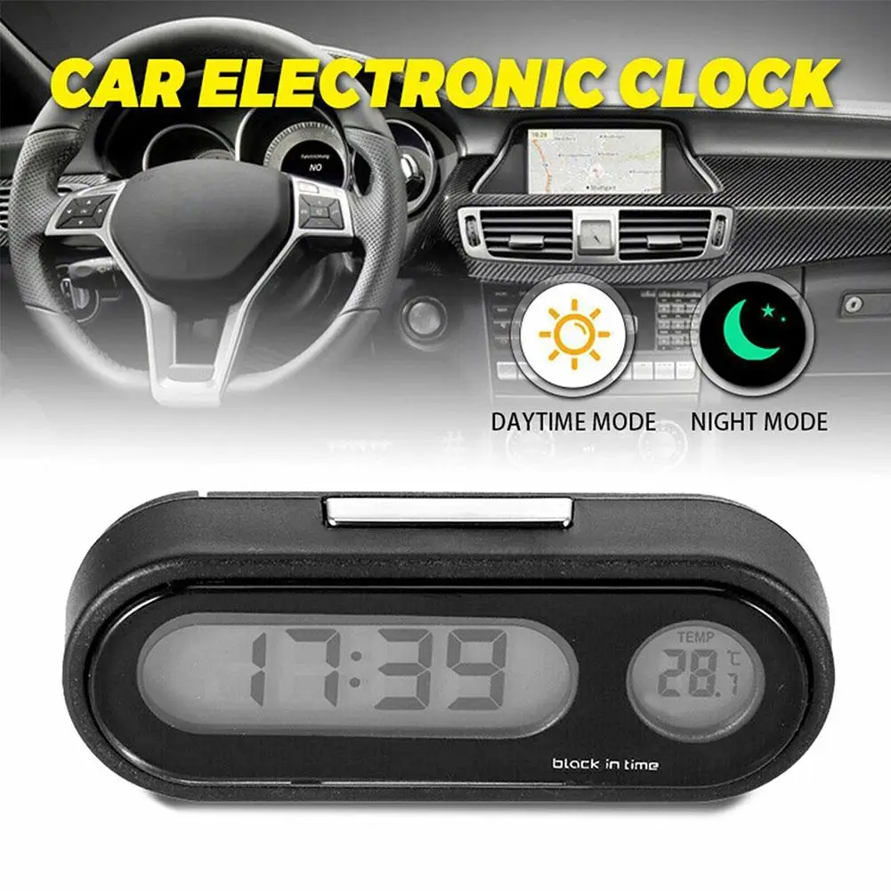 

Электронные часы для автомобиля, миниатюрные светящиеся часы с ЖК-дисплеем, подсветкой и термометром, M2A8