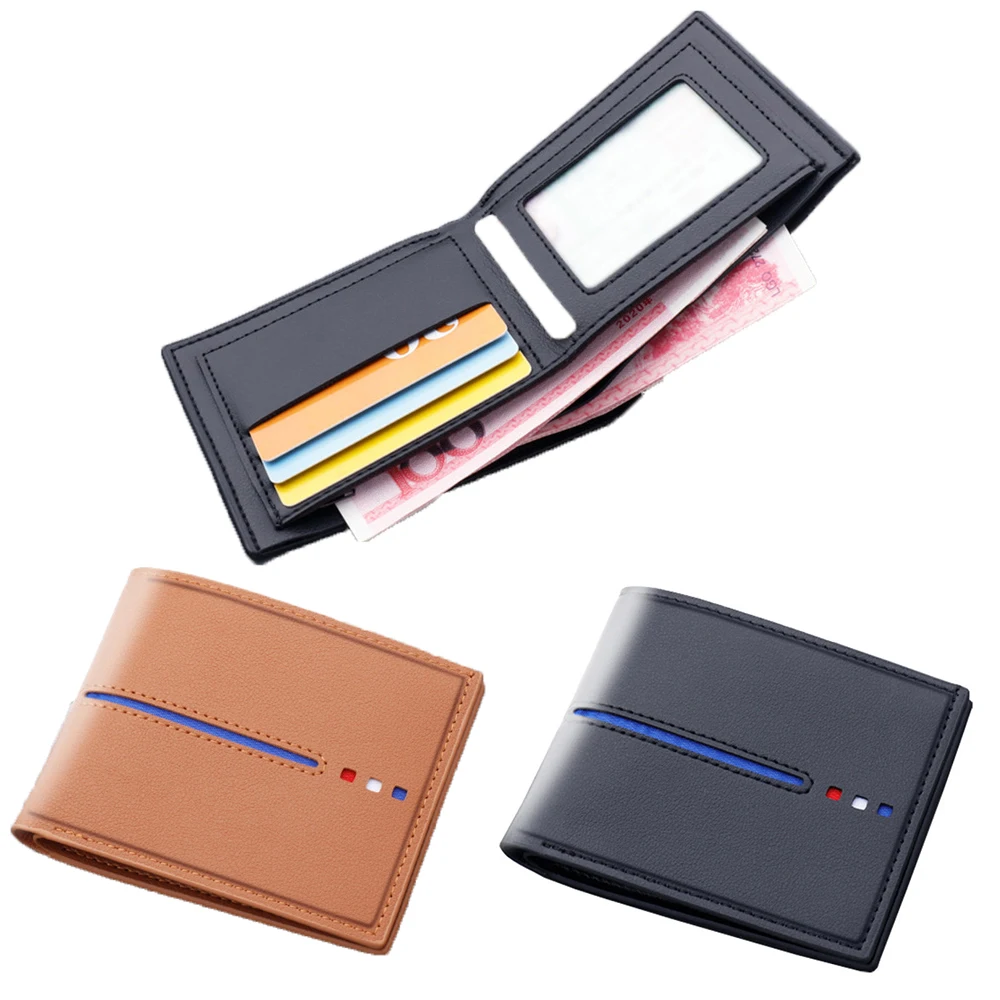 

Мужской ультратонкий кошелек на молнии, короткий бумажник с отделением для монет, удостоверения личности, водительского удостоверения, держатель для удостоверения личности