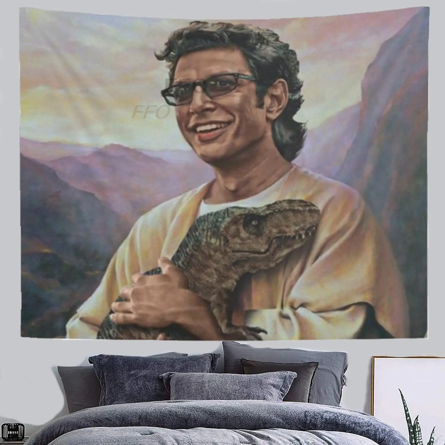 

Saint Jeff Goldblum Tapestry Wall Hanging Funny Meme Tapestry Art Aesthetic Room Decor Tapestries Bedroom Yoga Mat Sofa Blanket