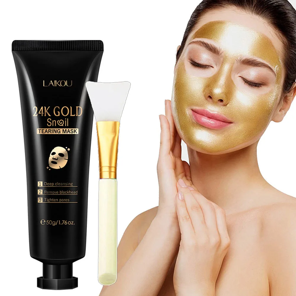 

LAIKOU 24K Gold Snail Collagen Peeling Mask Face skincare Dark Spots Remove Blackhead Anti-aging Facial Peel Off Mask Skin Care