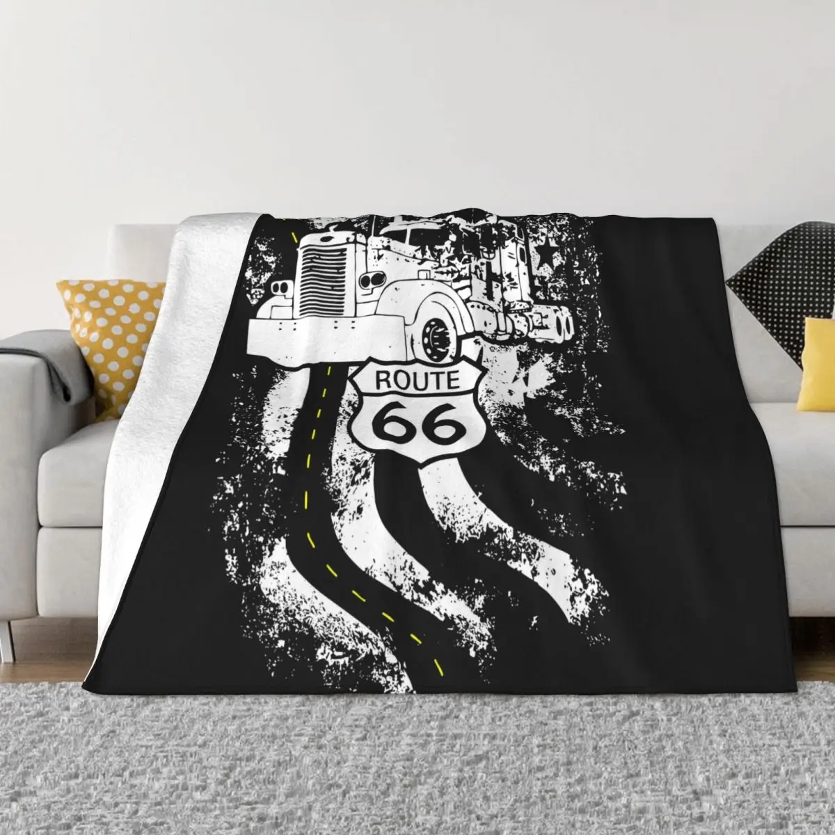 

Флисовое одеяло с флисовой подкладкой, всесезонное дышащее мягкое покрывало для постельного белья, уличное плюшевое тонкое покрывало, Route 66