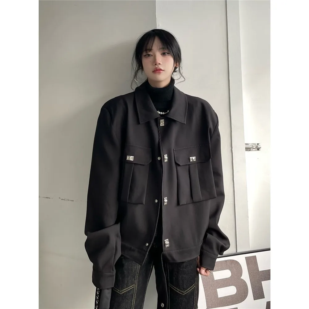 Spring And Autumn Black Vintage Coat Men And Women's Clothing New Design Large Pockets Loose Casual Couple Jacket Loose Top Tide
Spring And Autumn Black Vintage Coat Men And Women's Clothing New Design Large Pockets Loose Casual Couple Jacket Loose Top Tide