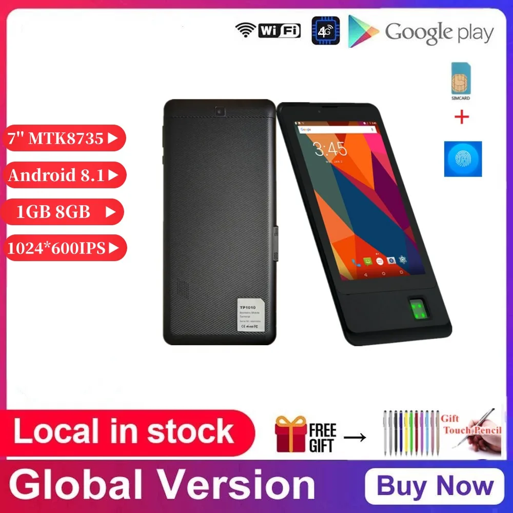 

Hot Sales 7" 4G Fingerprint Phone Call Tablet PC GSM 1GB RAM 8GB ROM Android 8.1 GSM Dual SIM IPS Screen WIFI Quad Core 4000mAh
