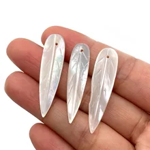 3PCs Natural Mother of Pearl Shell Pendant Fashion Sculpture Leaf Charm Women Fashion Craft Jewelry Making Accessories 9x35mm