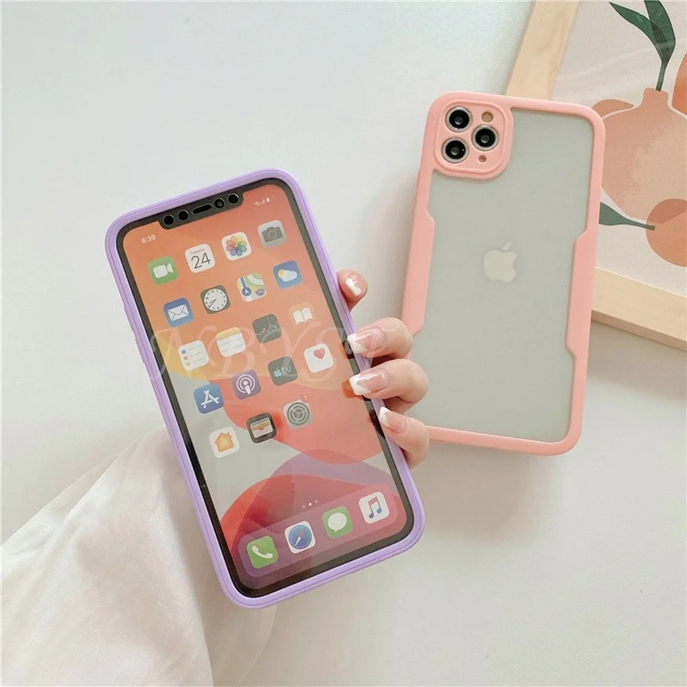Чехол на весь корпус 360 для iPhone 13 12 11 Pro Max Mini SE 2022 прозрачный защитный чехол 7 8 Plus SE2