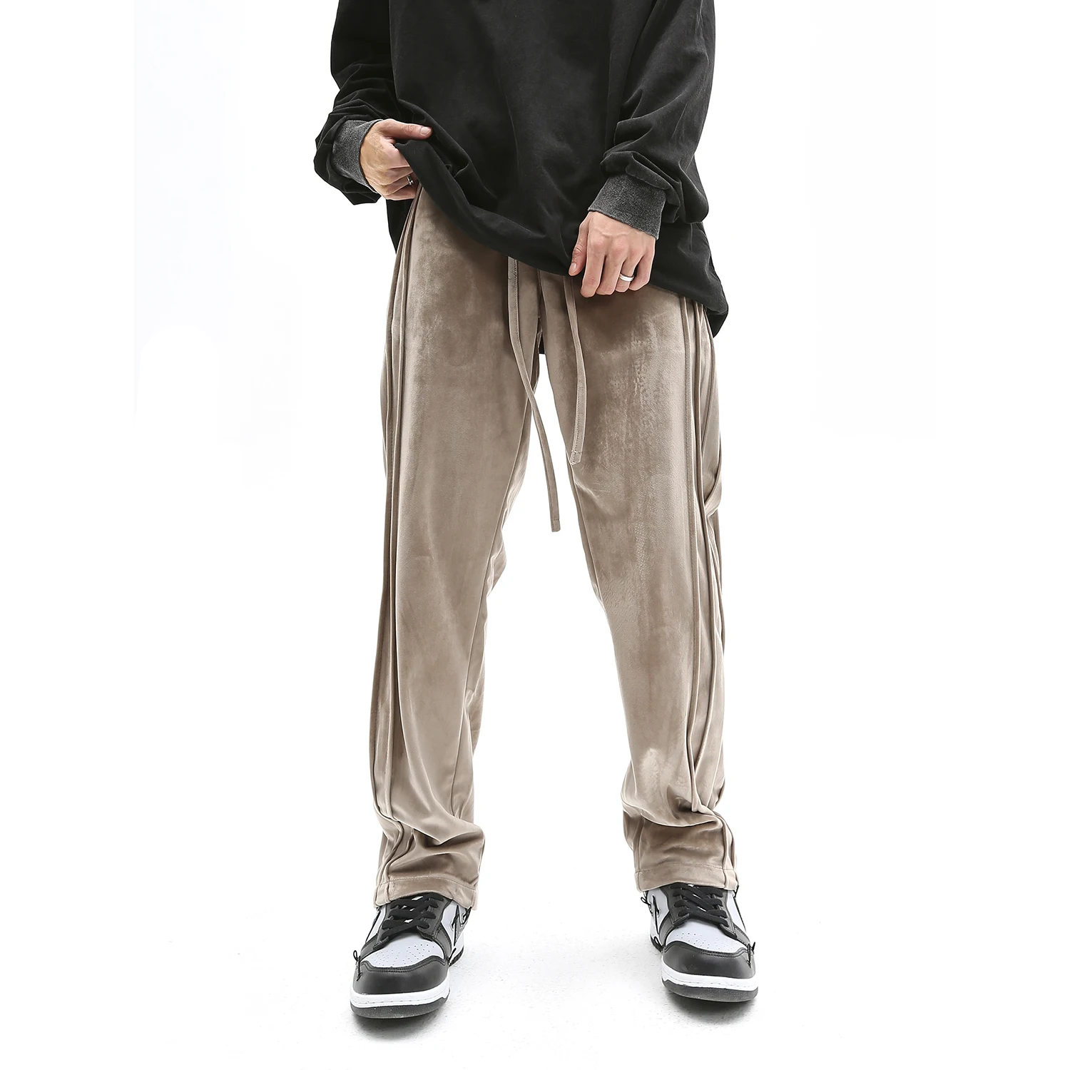 

Джоггеры в полоску в стиле ретро, модные повседневные велюровые брюки-оверсайз для тренировок, мужские бархатные спортивные штаны для бега