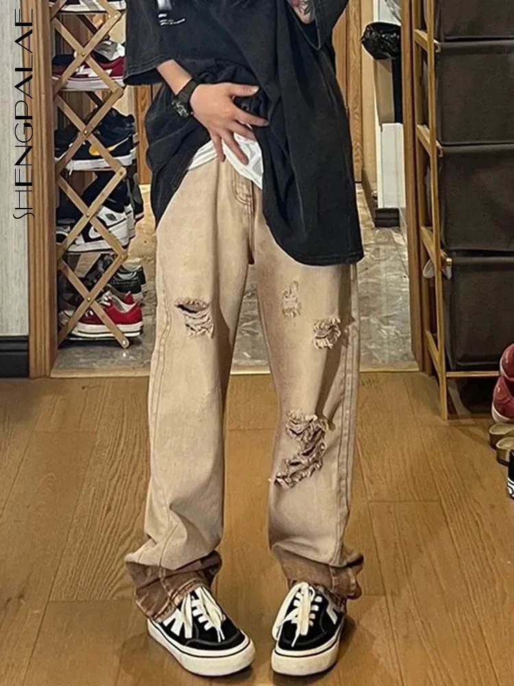 SHENGPALAE Grunge Baggy Ripped Jeans Women's 2022 Winter Clothes Streetwear Tide High Waist Loose Wide Leg Straight Pant 5R195
SHENGPALAE Grunge Baggy Ripped Jeans Women's 2022 Winter Clothes Streetwear Tide High Waist Loose Wide Leg Straight Pant 5R195
