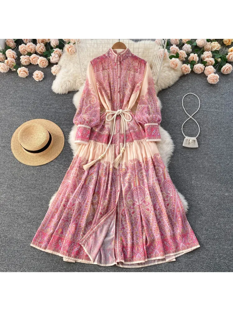 Женское однобортное Платье с принтом, винтажное свободное тонкое платье с воротником-стойкой и длинным рукавом, весна-осень 2022
Женское однобортное Платье с принтом, винтажное свободное тонкое платье с воротником-стойкой и длинным рукавом, весна-осень 2022