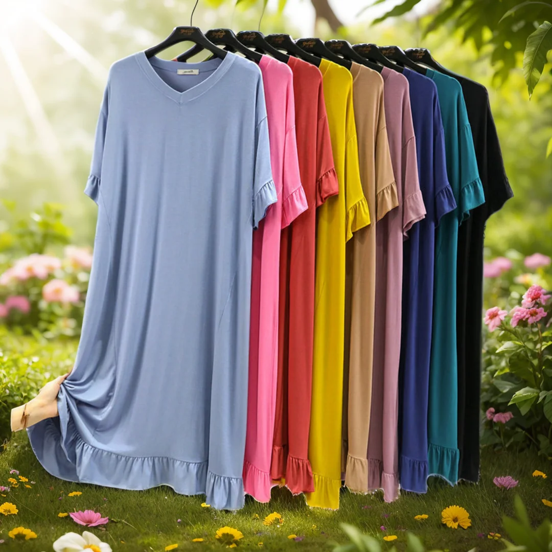 Summer Casual Fishtail Sleepdress For Women - Elastic Nightdress, Women's Modal V-Neck Short Sleeve Nightwear Fashion Home PJS 
Summer Casual Fishtail Sleepdress For Women - Elastic Nightdress, Women's Modal V-Neck Short Sleeve Nightwear Fashion Home PJS