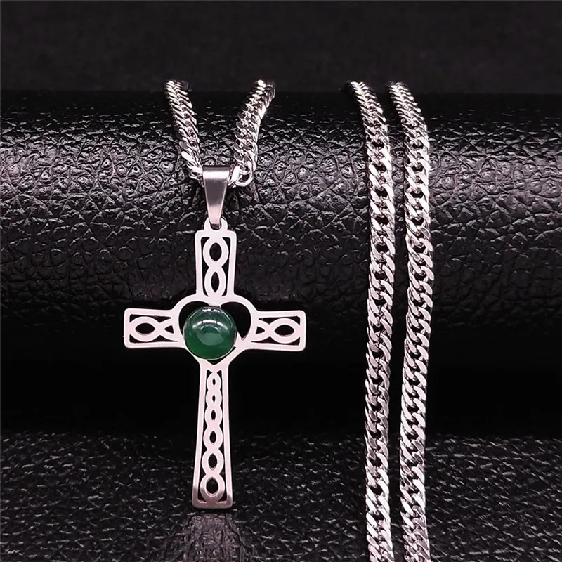 Vintage Celtic Cross Irish Knot Heart Necklace Women Hollow Stainless Steel Green Natural Stone Necklaces Jewelry Gift NXH1203S0
Vintage Celtic Cross Irish Knot Heart Necklace Women Hollow Stainless Steel Green Natural Stone Necklaces Jewelry Gift NXH1203S0