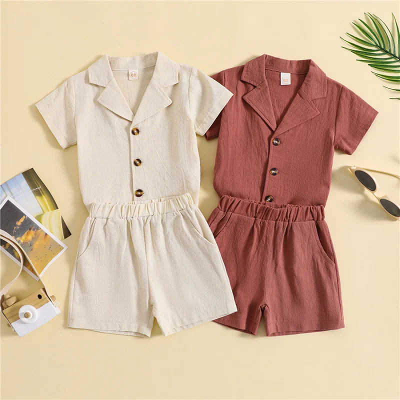 2Pcs Little Girls Outfit, Toddler Summer Solid Color Lapel Short Sleeve Single-breasted Shirt Tops +Elastic Waist Shorts 6M-4Y
2Pcs Little Girls Outfit, Toddler Summer Solid Color Lapel Short Sleeve Single-breasted Shirt Tops +Elastic Waist Shorts 6M-4Y