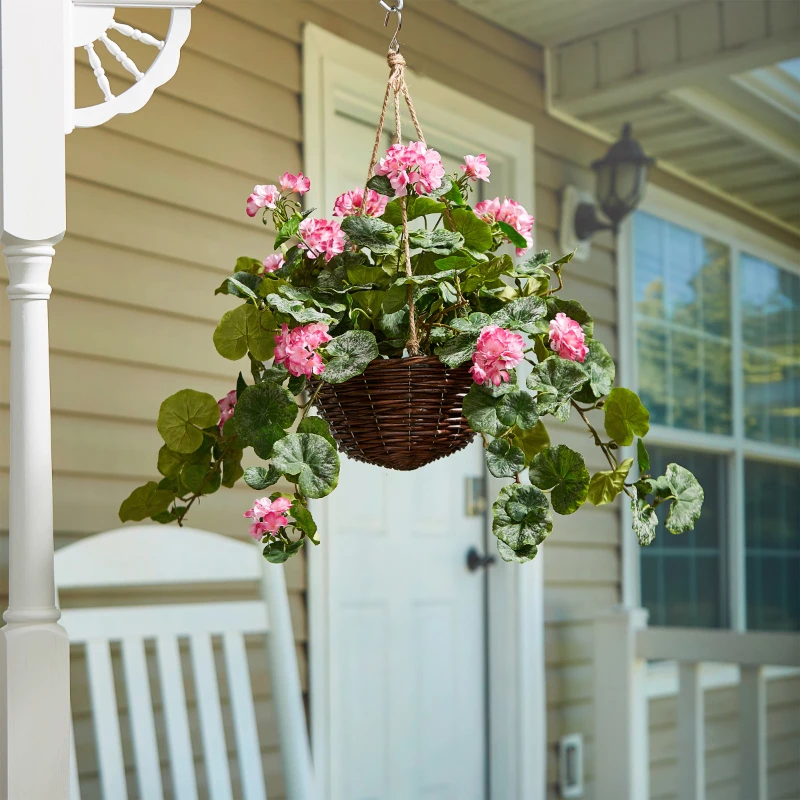 Faux Flowers Hot Pink Geranium-Hanging Natural and Lifelike Floral Arrangement with Basket
Faux Flowers Hot Pink Geranium-Hanging Natural and Lifelike Floral Arrangement with Basket