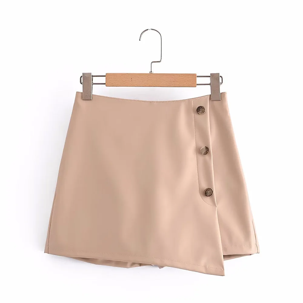 PB&ZA Mini PU Leather Skirt Autumn Outfits Women High Waist Button Asymmetrical Pantskirt Streetwear Korean Fashion Clothing
PB&ZA Mini PU Leather Skirt Autumn Outfits Women High Waist Button Asymmetrical Pantskirt Streetwear Korean Fashion Clothing