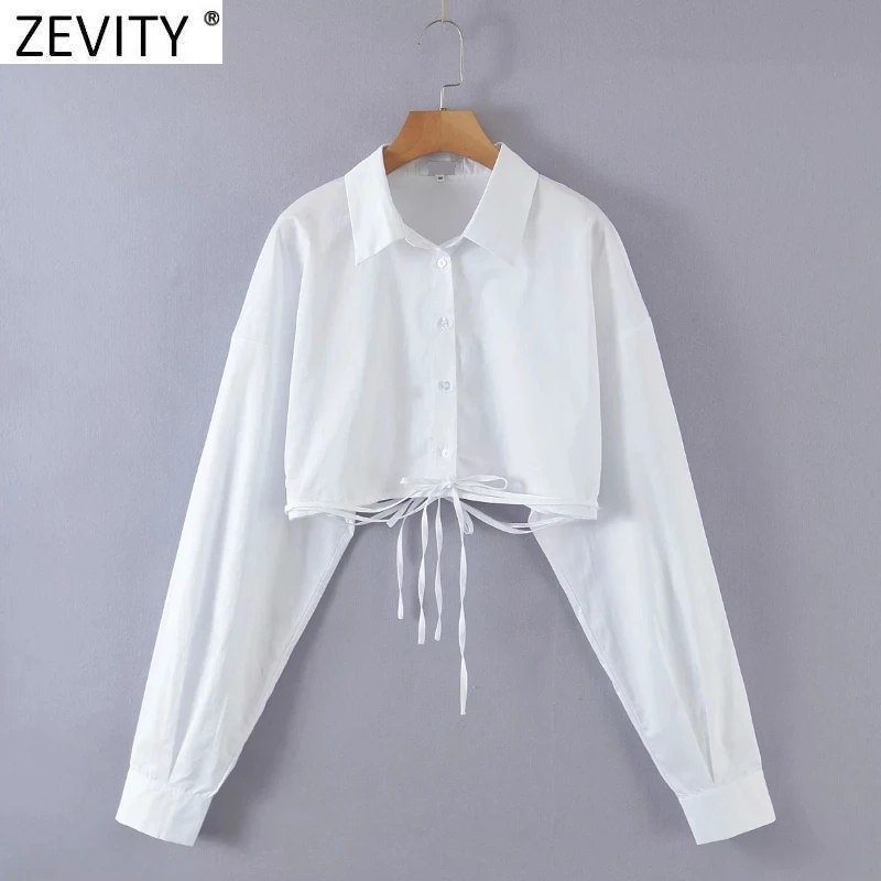Zevity Women Fashion Breasted White Short Smock Blouse Ladies High Street Hem Bandage Shirt Chic Brand Crop Blusas Tops LS9522
Zevity Women Fashion Breasted White Short Smock Blouse Ladies High Street Hem Bandage Shirt Chic Brand Crop Blusas Tops LS9522