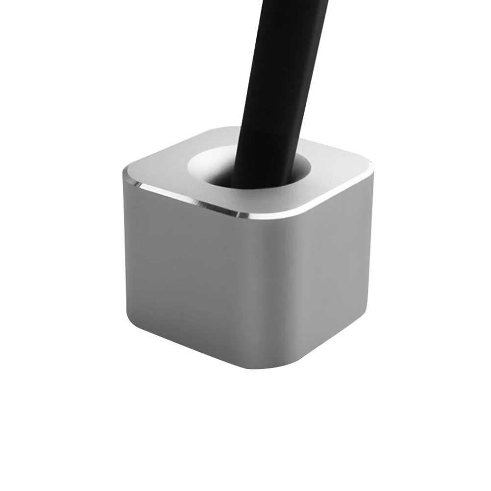 

Black Shelf Brackets Desk Single Pen Holder Aluminium Alloy Stand Square Base Brush Display Holder Container for Home Office
