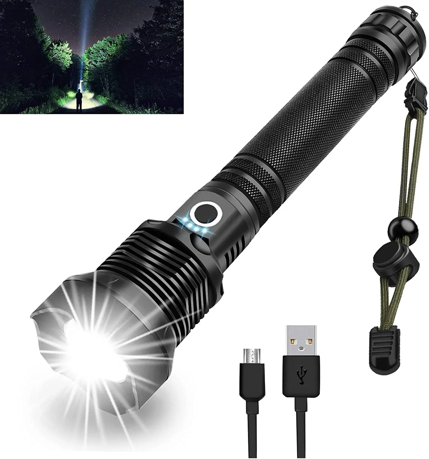 

Rechargeable LED Flashlight 92000 High Lumen Flashlight Waterproof Zoomable Tactical Flashlights for Emergency Camping Walking