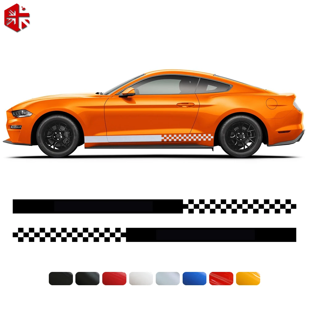 2pcs Checkered Sport Racing Stripes Stickers for Ford Mustang S550 GT350 GT500 2015-2022 Door Side Rocker Panel Stripe Decals
2pcs Checkered Sport Racing Stripes Stickers for Ford Mustang S550 GT350 GT500 2015-2022 Door Side Rocker Panel Stripe Decals