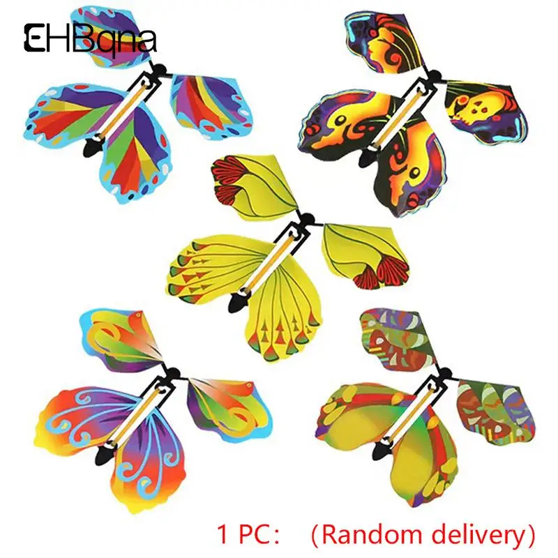 

1 Pcs Flying In The Book Fairy Rubber Band Powered Wind Up Butterfly Toy Great Surprise Gift Magic Tricks Funny Joke Toys