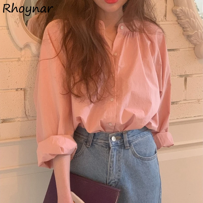 Shirts Women Solid Design Long Sleeve Korean Style Students Casual All-match Fashion Streetwear Simple Tops Office Lady Clothes
Shirts Women Solid Design Long Sleeve Korean Style Students Casual All-match Fashion Streetwear Simple Tops Office Lady Clothes