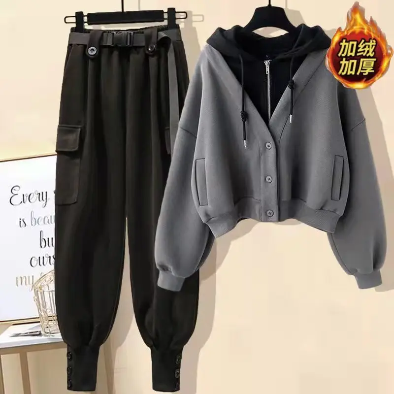 Plus Size Women's Winter Suit Women 2021 New Thick Hooded Jacket Overalls Two-piece Women
Plus Size Women's Winter Suit Women 2021 New Thick Hooded Jacket Overalls Two-piece Women