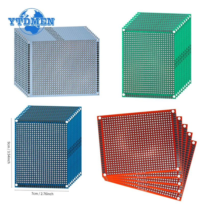 10PCS 7x9cm Protoboard PCB Board 7*9cm Double Sided Prototype Board Blue Red White Green Yellow Universal Circuit Boards DIY Kit
10PCS 7x9cm Protoboard PCB Board 7*9cm Double Sided Prototype Board Blue Red White Green Yellow Universal Circuit Boards DIY Kit