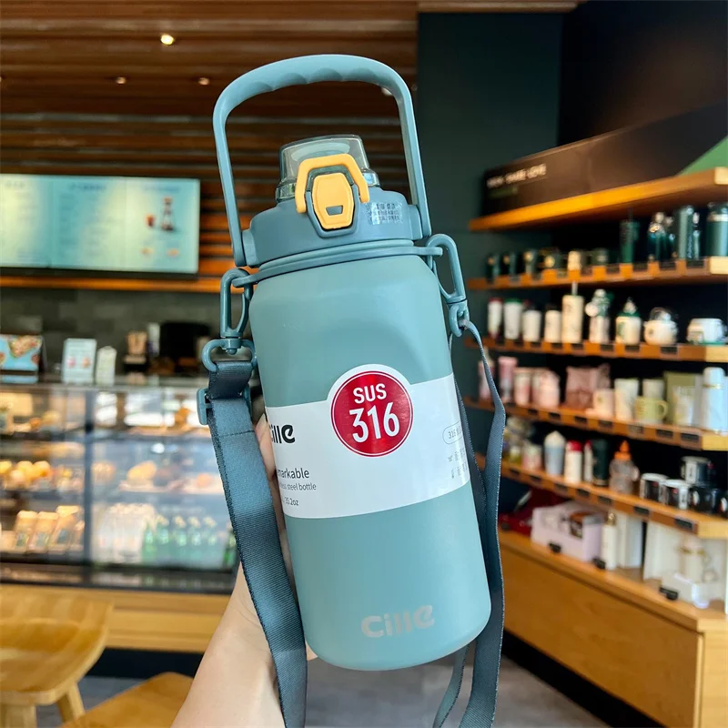1L Water Bottle with Straw Boy Girls Large Portable Travel Bottles Sports Fitness Cup Stainless Steel Thermos Bottle with Rope
1L Water Bottle with Straw Boy Girls Large Portable Travel Bottles Sports Fitness Cup Stainless Steel Thermos Bottle with Rope