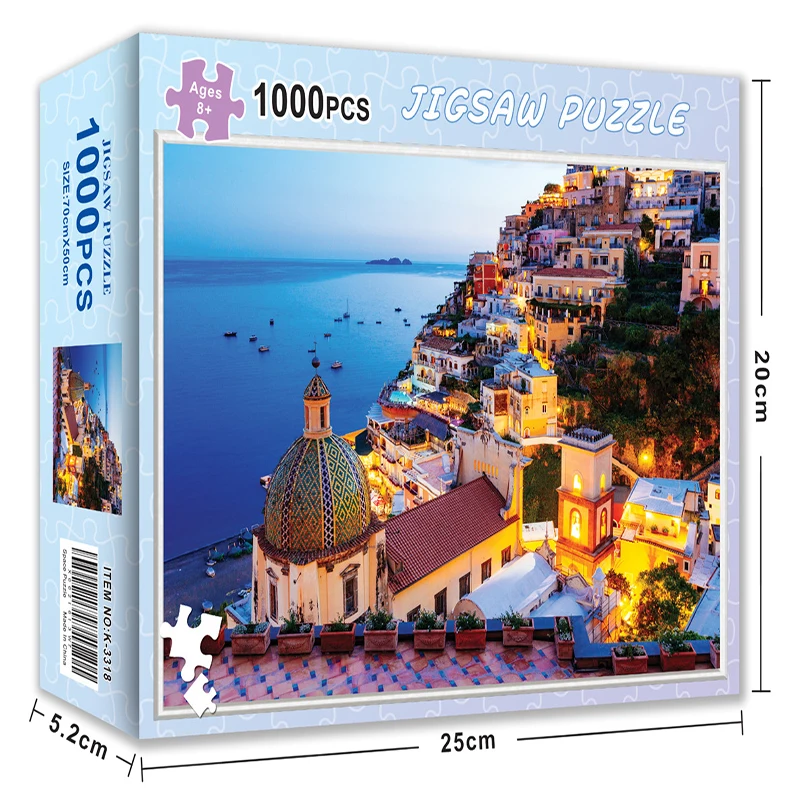 New 1000 Piece Puzzles For Adults Amalfi Coast High Quality Paper Jigsaw 70*50cm Challenge Game Fidget Toy Gift Box Design
New 1000 Piece Puzzles For Adults Amalfi Coast High Quality Paper Jigsaw 70*50cm Challenge Game Fidget Toy Gift Box Design