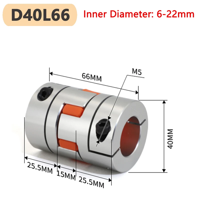 1pc D40L66 Plum Flexible Shaft Coupling Six Jaws Stepper Motor Connector CNC Elastic Coupler D40 L55 Bore 6-22mm Aluminium
1pc D40L66 Plum Flexible Shaft Coupling Six Jaws Stepper Motor Connector CNC Elastic Coupler D40 L55 Bore 6-22mm Aluminium