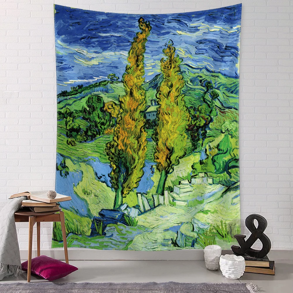 

FBH Garden Path Tapestry Wall Hanging Van Gogh Oil Painting Abstract Mystic Tapiz Witchcraft Living Room Bedroom Decor Cloth