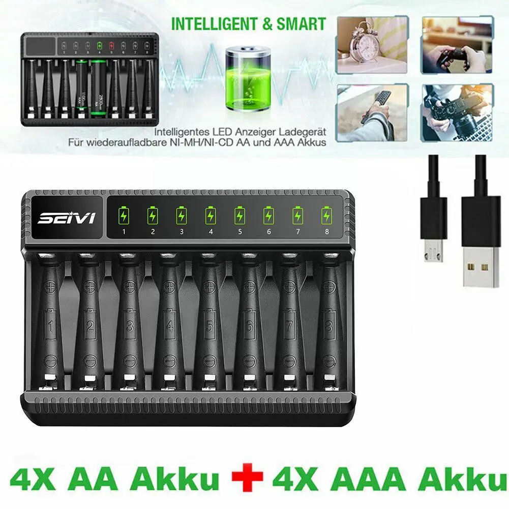 8 Slot Battery Charger Led Display For Aa/aaa Nimh Rechargeable Batteries Household Dry Batteries Charging Accessorie A9c2
8 Slot Battery Charger Led Display For Aa/aaa Nimh Rechargeable Batteries Household Dry Batteries Charging Accessorie A9c2
