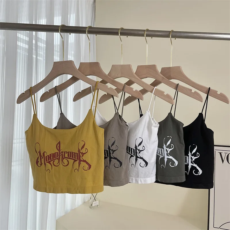 Ladies Camisole Slim Fit Sexy Gather Underwear With Bra Pad Tank Top Women Strap Vest Female Letter Women's Backless Crop Top
Ladies Camisole Slim Fit Sexy Gather Underwear With Bra Pad Tank Top Women Strap Vest Female Letter Women's Backless Crop Top