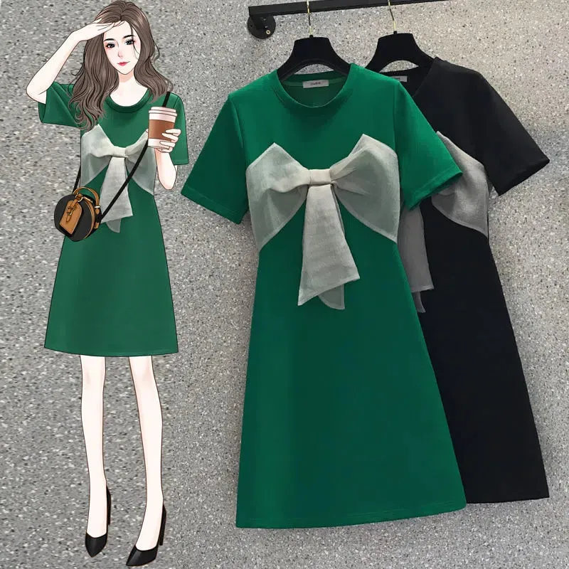 100% Cotton Spring Summer Dress Female 2023 New Green Black Vestidos Fashion Bow Dresses Mid-Long Short Sleeves T-Shirt Tops 
100% Cotton Spring Summer Dress Female 2023 New Green Black Vestidos Fashion Bow Dresses Mid-Long Short Sleeves T-Shirt Tops