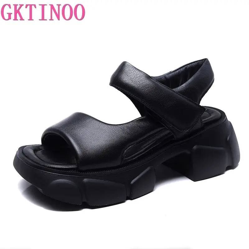 GKTINOO Genuine Leather Peep Toe Ladies Sandals Summer Shoes Women Thick Heel 2023 Hook & Loop Soft Comfort Flat Sandals Woman 
GKTINOO Genuine Leather Peep Toe Ladies Sandals Summer Shoes Women Thick Heel 2023 Hook & Loop Soft Comfort Flat Sandals Woman