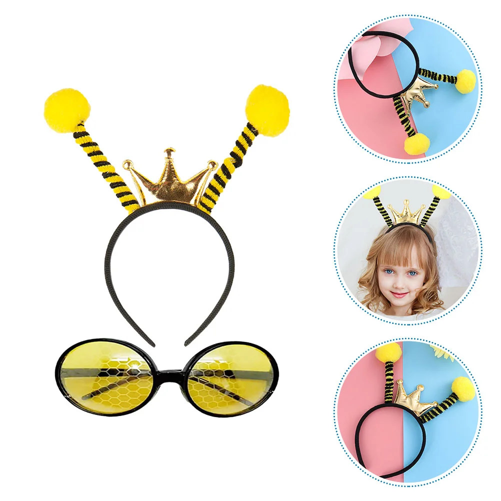 

2 Pcs Bee Headband Glasses Bees Sun Festival Hairband Prom Cosplay Party Accessories Cloth Design Child Ladybug Decor