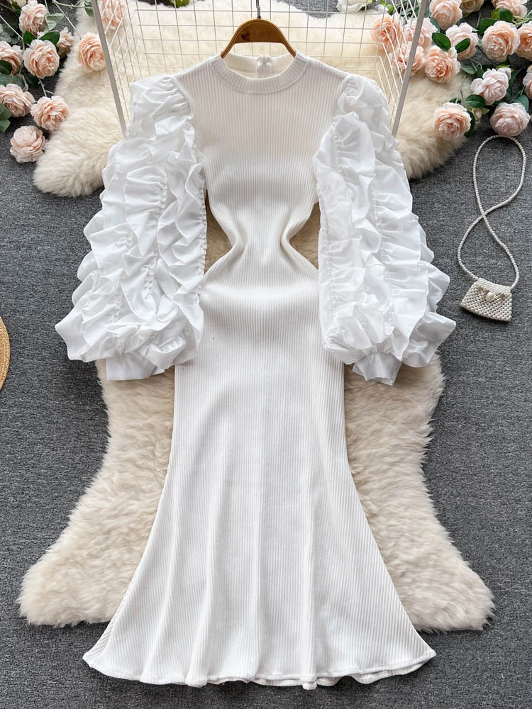 Autumn Women White/Black Patchwork Knitted Mermadi Long Dress Elegant O-Neck Puff Sleeve High Waist Slim Vestidos Female New
Autumn Women White/Black Patchwork Knitted Mermadi Long Dress Elegant O-Neck Puff Sleeve High Waist Slim Vestidos Female New