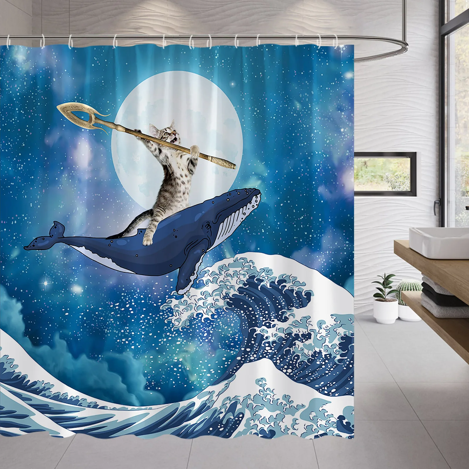Забавная занавеска для душа с рисунком кошки и Кита для ванной комнаты, декоративная ткань, занавеска для ванной комнаты с рисунком океанск... 
Забавная занавеска для душа с рисунком кошки и Кита для ванной комнаты, декоративная ткань, занавеска для ванной комнаты с рисунком океанск...