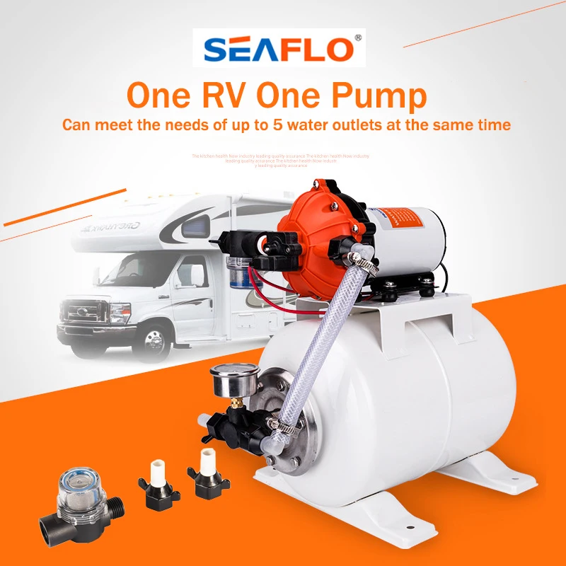 SeaFlo RV Marine Water Pump 12 V/24V DC 60 PSI 5.5 GPM 8L Accumulator Water Supply Pressure System Pressure Tank
SeaFlo RV Marine Water Pump 12 V/24V DC 60 PSI 5.5 GPM 8L Accumulator Water Supply Pressure System Pressure Tank