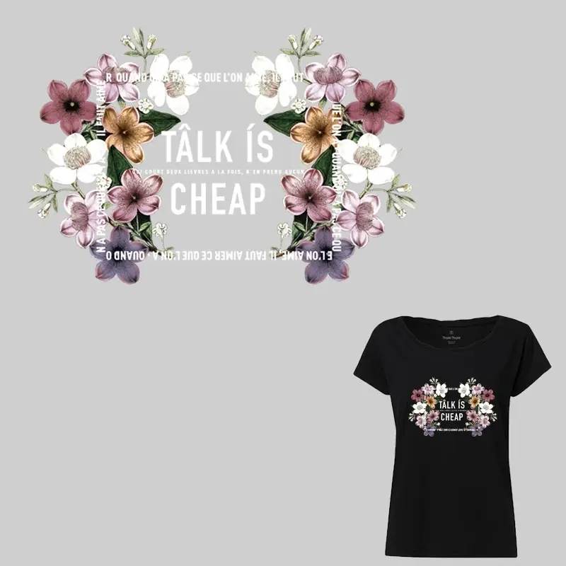 Transfer on Clothes Washable Girl T-shirt Accessory Fashion Watercolor Flower Patches French Applique Iron on Letter
Transfer on Clothes Washable Girl T-shirt Accessory Fashion Watercolor Flower Patches French Applique Iron on Letter