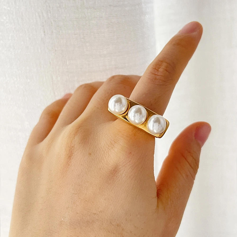Minar French 18K Gold Stainless Steel Charm Rings for Women Geometric Imitation Pearl Chunky Finger Ring Every Day Accessories
Minar French 18K Gold Stainless Steel Charm Rings for Women Geometric Imitation Pearl Chunky Finger Ring Every Day Accessories