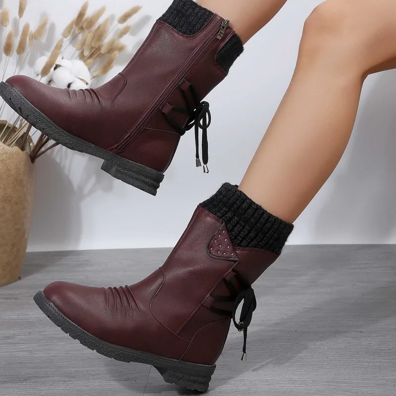 Women's Square Heel Round Toed Warm Naked Boots 2023 Winter New Designer Side Zip Mid-Calf Boots Platform Shoes Zapatos De Mujer
Women's Square Heel Round Toed Warm Naked Boots 2023 Winter New Designer Side Zip Mid-Calf Boots Platform Shoes Zapatos De Mujer